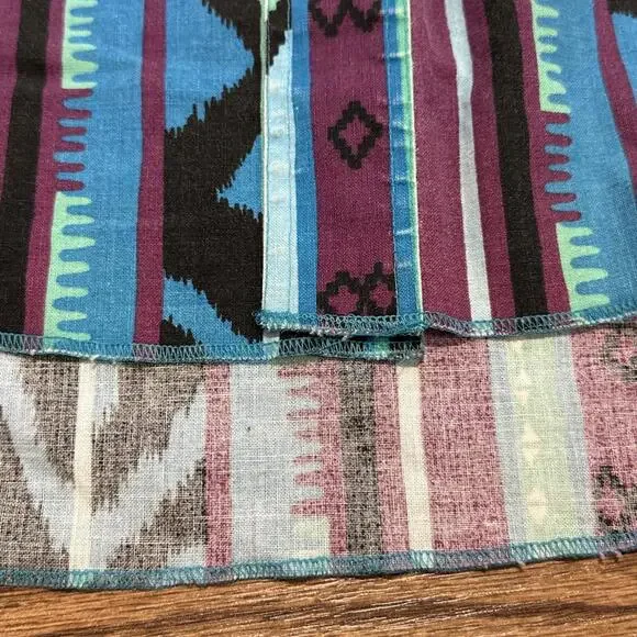 Vintage Wrangler Long Tail Aztec Striped Shirt Mens 16.5-34 Cowboy Country - Picture 7 of 9